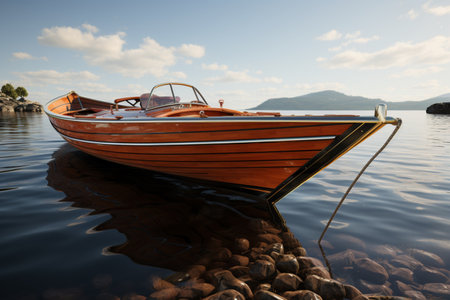 Wooden Boat Model. A high quality image making by generative ai.の素材