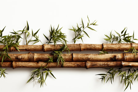 Bamboo Fencing on white background. A high quality image making by generative ai.の素材