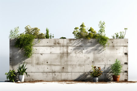 Concrete Fence on white background. A high quality image making by generative ai.の素材