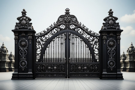 Aluminium Gate on white background. A high quality image making by generative ai.の素材