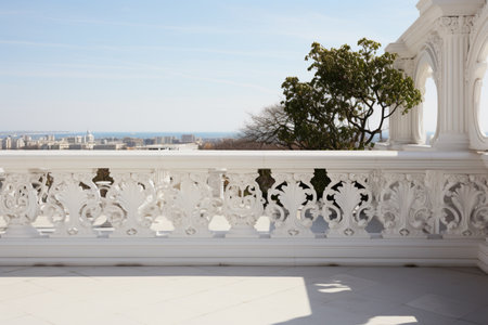 Balcony Grills on white background. A high quality image making by generative ai.の素材