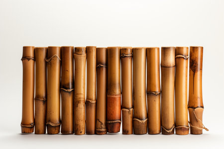 Bamboo Fencing on white background. A high quality image making by generative ai.の素材