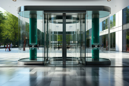 Automatic Entrance Systems on white background. A high quality image making by generative ai.の素材