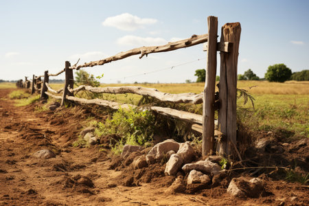 Agri Fencing. A high quality image making by generative ai.の素材