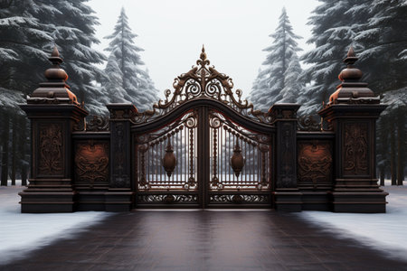 Driveway Gate. A high quality image making by generative ai.の素材