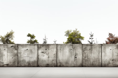 Concrete Fence on white background. A high quality image making by generative ai.の素材