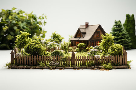 Garden Fencing on white background. A high quality image making by generative ai.の素材