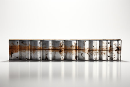 Galvanized Fence on white background. A high quality image making by generative ai.の素材