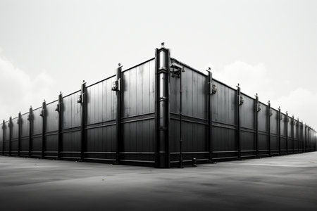 Industrial Fence on white background. A high quality image making by generative ai.の素材