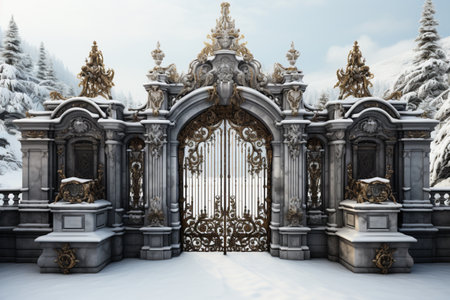 Marble Gate on white background. A high quality image making by generative ai.の素材