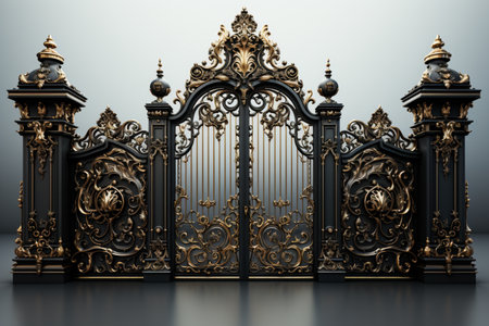 Metal Gate on white background. A high quality image making by generative ai.の素材