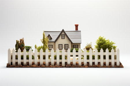 Picket Fence on white background. A high quality image making by generative ai.の素材