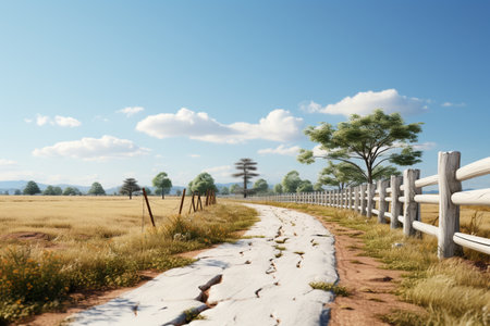 Road Fence on white background. A high quality image making by generative ai.の素材