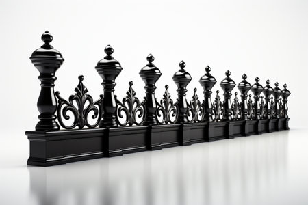 Wrought Iron Fences on white background. A high quality image making by generative ai.の素材