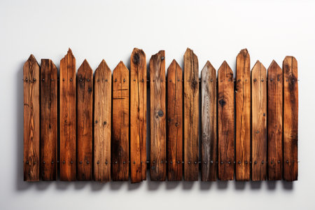 Wood Fence on white background. A high quality image making by generative ai.の素材