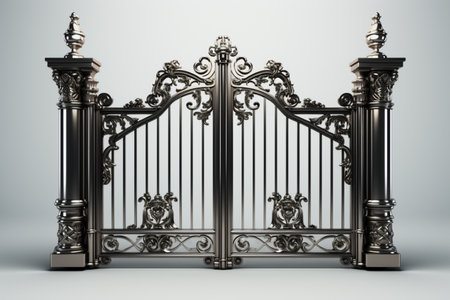 Stainless Steel Gate Grill on white background. A high quality image making by generative ai.の素材