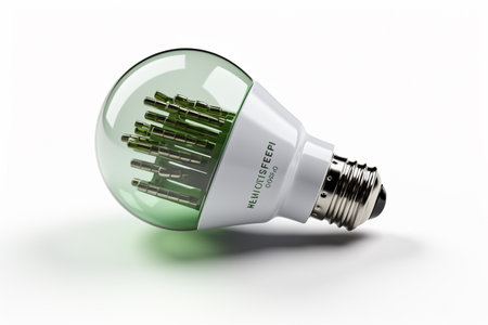 Ac Led Bulb on white background. A high quality image making by generative ai.の素材