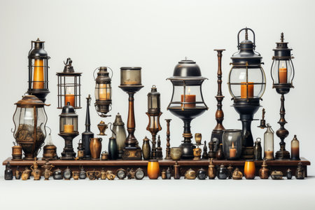 Lamp Parts on white background. A high quality image making by generative ai.の素材