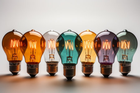 Incandescent Lamps on white background. A high quality image making by generative ai.の素材