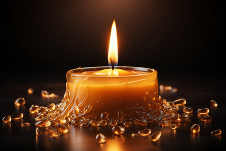 Led Candle Light on Black background. A high quality image making by generative ai.の素材