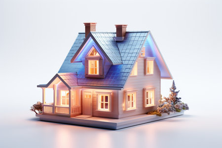 Led House Light on white background. A high quality image making by generative ai.の素材