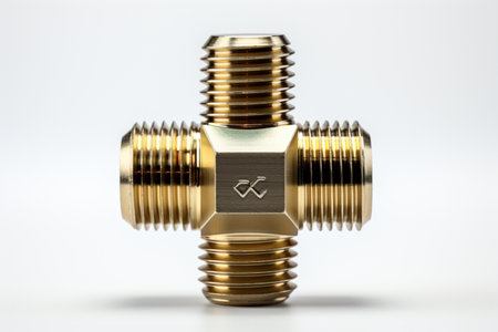 Brass Terminal Connector on white background. A high quality image making by generative ai.の素材