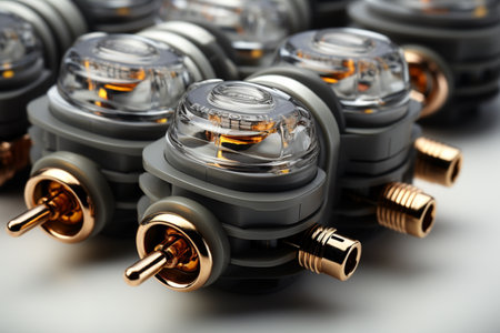 Rca Sockets on white background. A high quality image making by generative ai.の素材