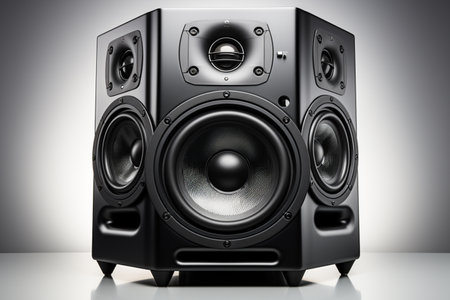 Active Studio Monitor on white background. A high quality image making by generative ai.の素材