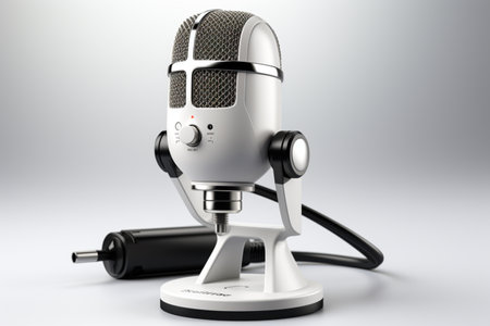 Desktop Microphone on white background. A high quality image making by generative ai.の素材