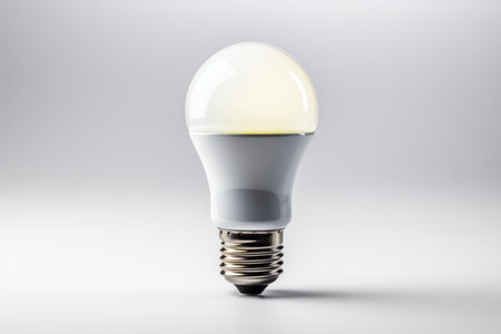 Rechargeable Led Bulb on white background. A high quality image making by generative ai.の素材