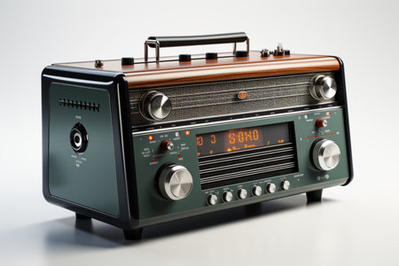 Solar Powered Radio on white background. A high quality image making by generative ai.の素材