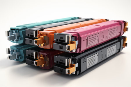 Toner Cartridges on white background. A high quality image making by generative ai.の素材