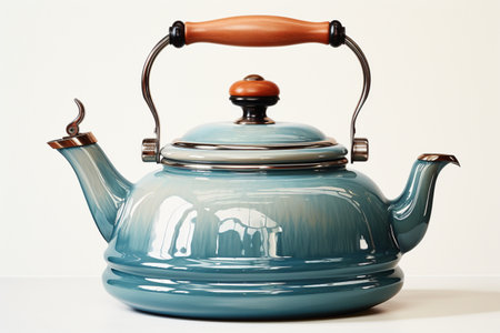 Hand Painted Kettle on white background. A high quality image making by generative ai.の素材