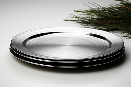 Stainless Steel Dosa Plate on white background. A high quality image making by generative ai.の素材