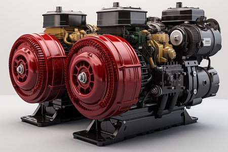 Engine Pump Set on white background. A high quality image making by generative ai.の素材