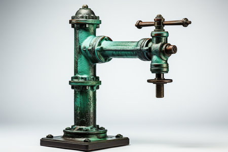 Cast Iron Hand Pump on white background. A high quality image making by generative ai.の素材