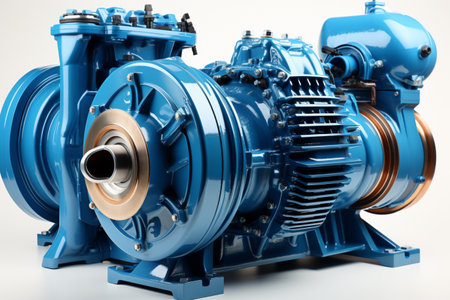 Multi Stage Centrifugal Pump on white background. A high quality image making by generative ai.の素材