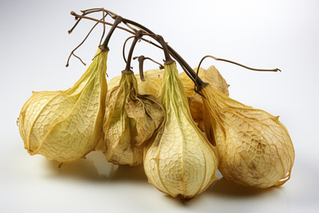 Dried Bitter Gourd on white background. A high quality image making by generative ai.の素材