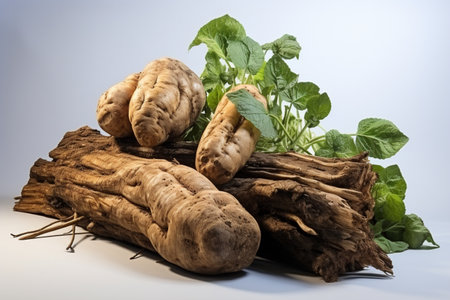 Elephant Yam on white background. A high quality image making by generative ai.の素材