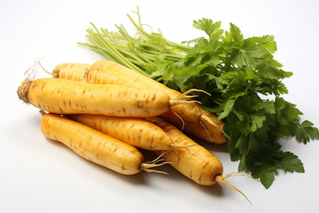 Dried Carrot on white background. A high quality image making by generative ai.の素材