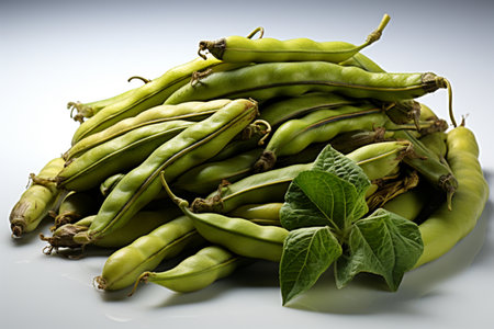 Dehydrated Green Bean on white background. A high quality image making by generative ai.の素材