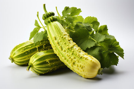 Sponge Gourd on white background. A high quality image making by generative ai.の素材