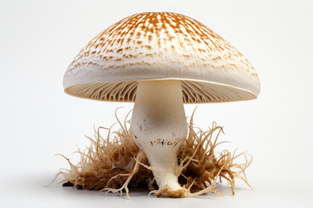 White Mushroom on white background. A high quality image making by generative ai.の素材