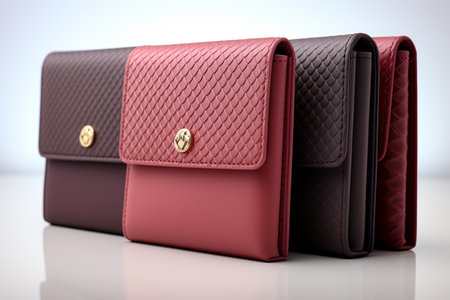 Ladies Wallets on white background. A high quality image making by generative ai.の素材