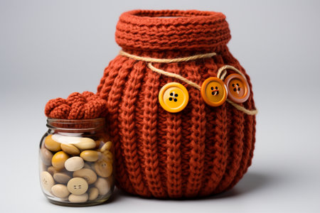 Crochet Coin Purse on white background. A high quality image making by generative ai.の素材