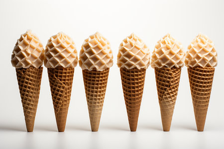 Paper Cones on white background. A high quality image making by generative ai.の素材