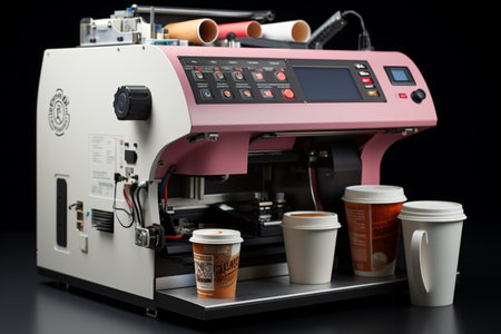 Paper Cup Cutting Machine. A high quality image making by generative ai.の素材