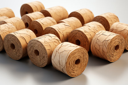 Paper Cores on white background. A high quality image making by generative ai.の素材