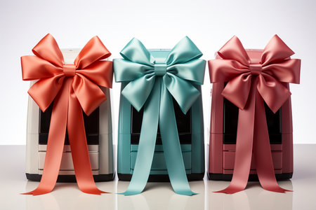 ATM Ribbons on white background. A high quality image making by generative ai.の素材