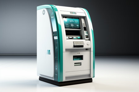 ATM Kiosk on white background. A high quality image making by generative ai.の素材